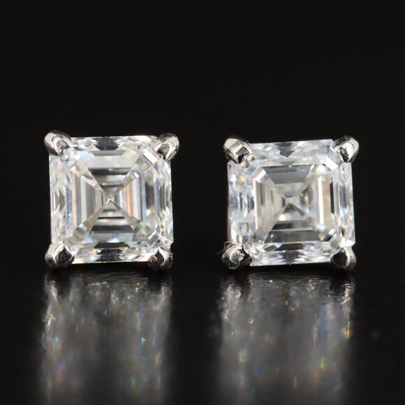 Platinum 1.80 CTW Diamond Stud Earrings with GIA Reports - Picture 1 of 8
